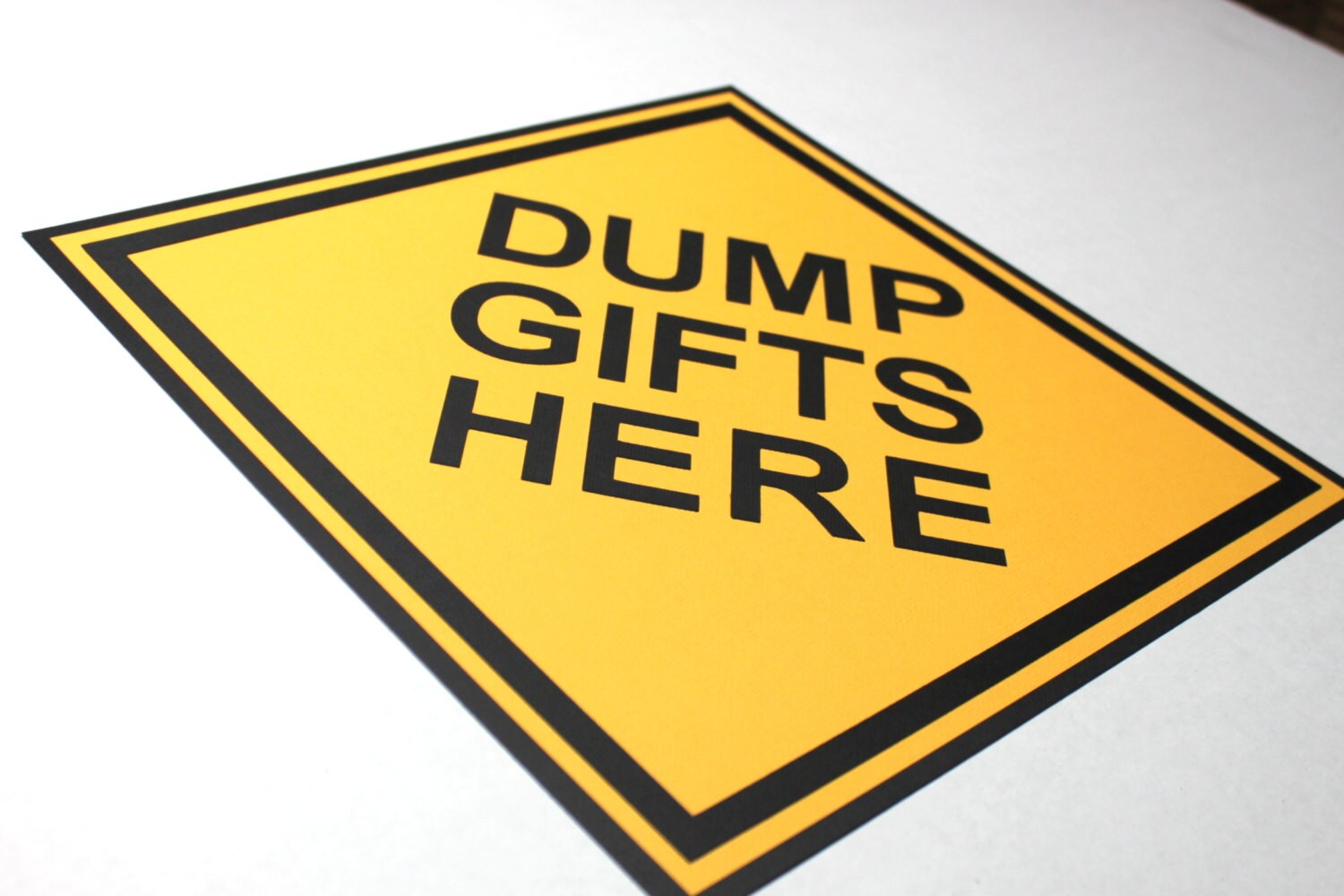 Dump Gifts Here party sign race car birthday party die cut