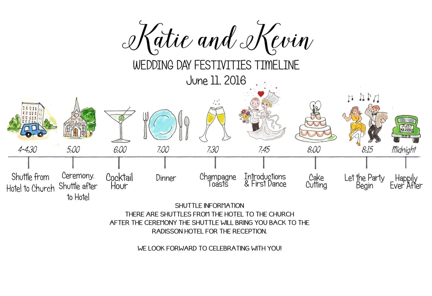 Wedding Map / Timeline Cards with 25 Printed Cards. by Penmagic