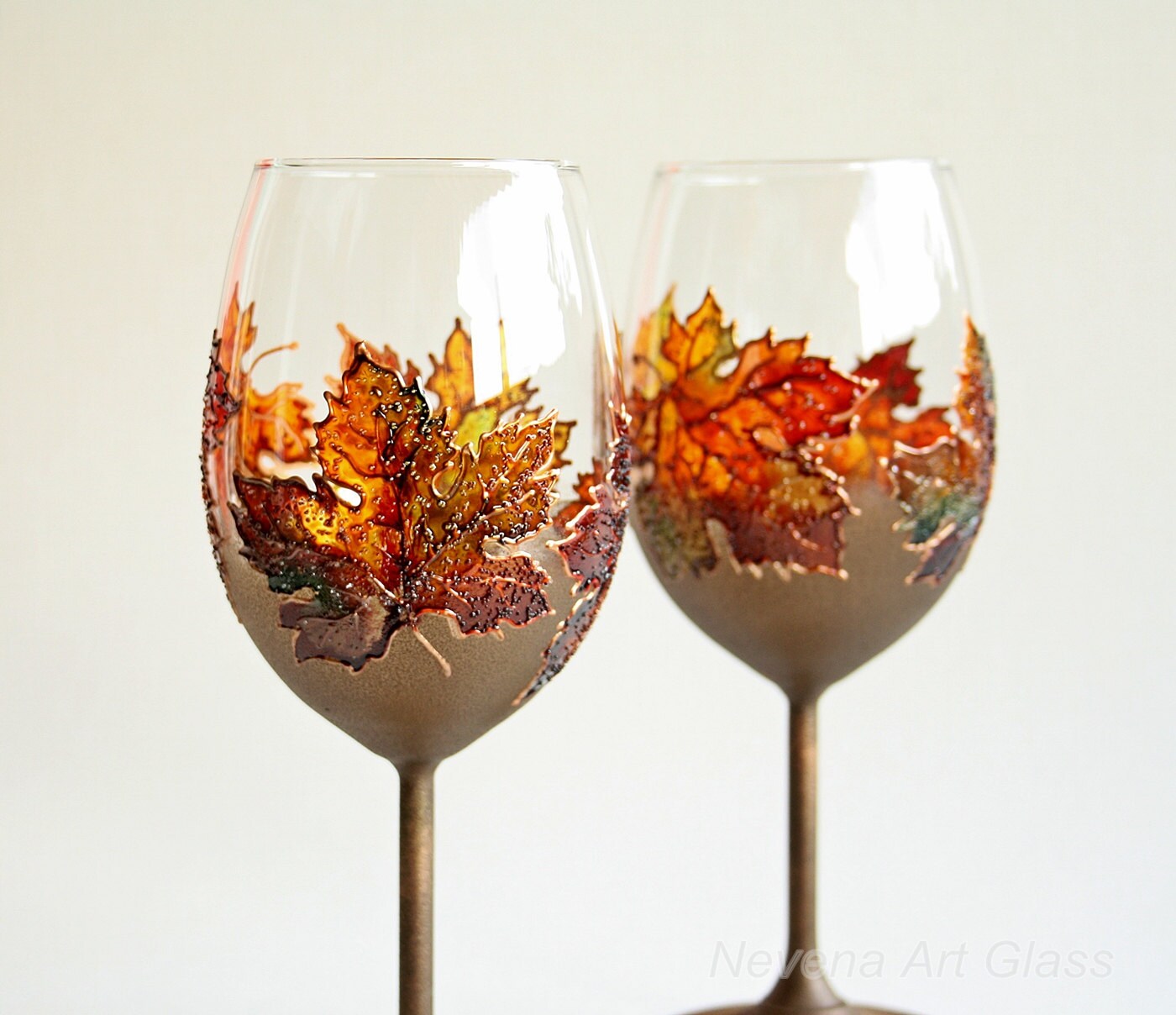 Fall Wine Glasses Fall Leaves Wine Glasses Hand Painted Fall Leaf Wine Glasses