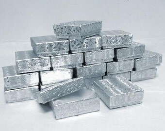 Silver Foil Boxes - 20-count (2 x 1.5 x .75 in.) Cotton Filled Jewelry Boxes