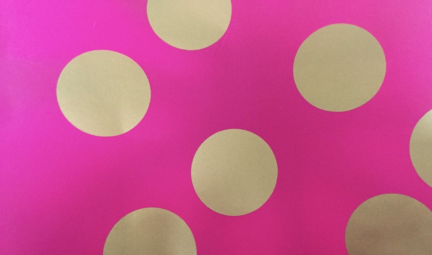 Pink and gold polka dot vinyl wall sticker decals BABY pink