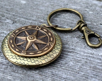 Compass Keychain Locket Compass Photo Locket Keychain Personalized Locket Keychain Unisex Men Women Travel Plane North West East South