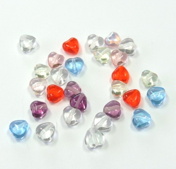 28 Czech Glass Heart Shaped Beads 5mm Heart by TheNewFrontier
