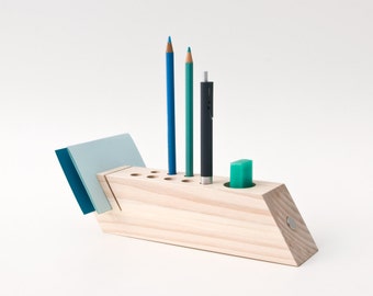 Desk Caddy Wood Desk Organizer Office Accessories Wood Pen Pencil Holder FELICIA