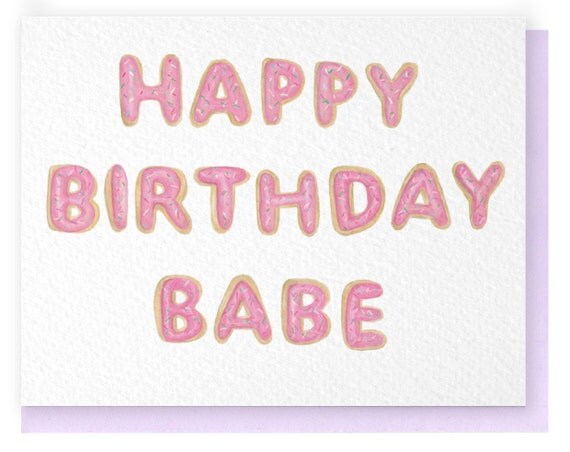 Happy Birthday Babe Doughnut Greeting Card by violetclair on Etsy