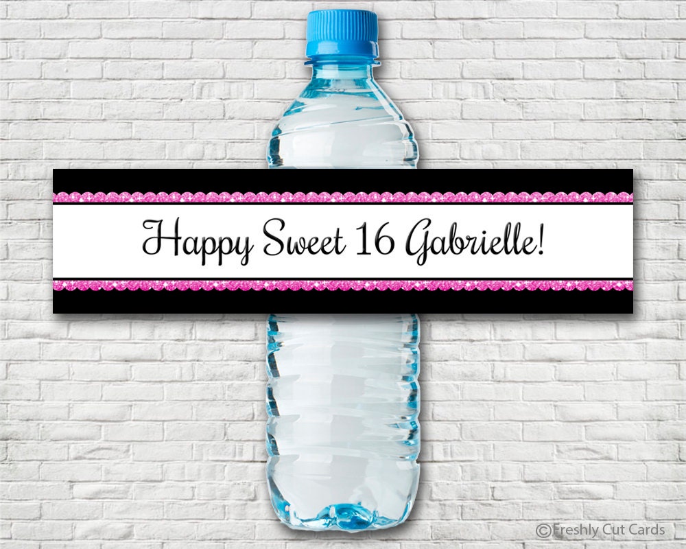 Sweet 16 Matching Water Bottle Labels