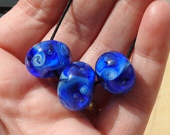 Ocean twist - lampwork bead set