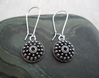 Silver Boho Chic Drop Earrings - Bohemian Jewelry - Simple Everyday Dangle Earrings