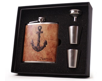 Nautical Gift // Ships Anchor Personalized Hip Flask