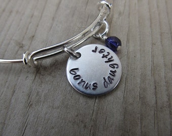 Stepdaughter Bracelet- Hand-Stamped Bracelet- "bonus daughter" with an accent bead of your choice