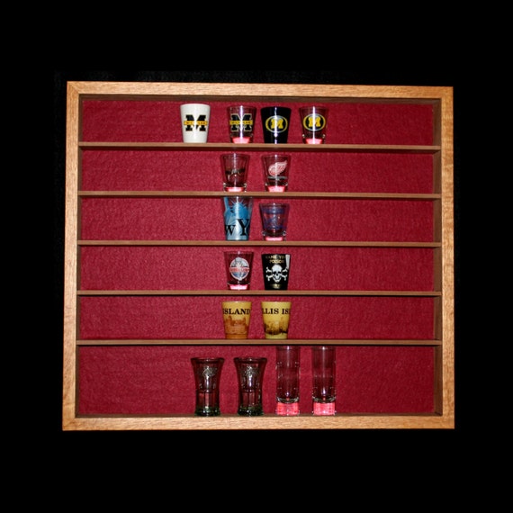 Shot Glass display case for small and tall glasses