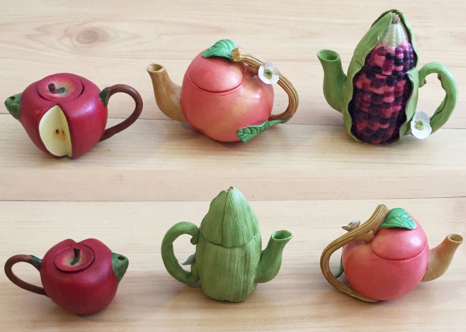 Miniature Fruit and Vegetable Decorative Tea Pot by GypsymadeNY