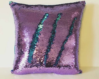 Mermaid pillow, Fully Stuffed, More colors, reversible sequin pillow, sequin pillow, cushion