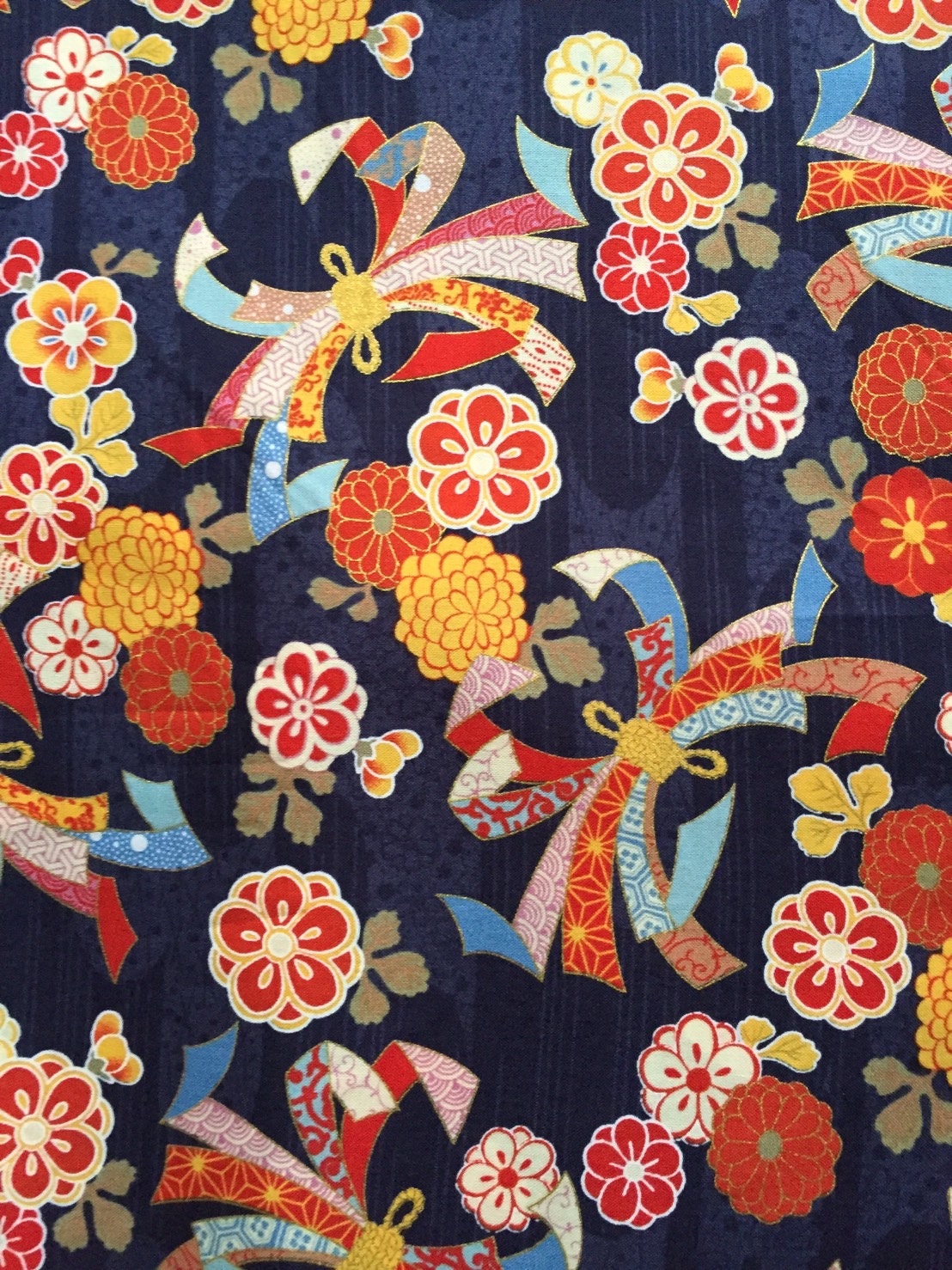 Japanese Kimono design fabric One yard dark blue colour from ...