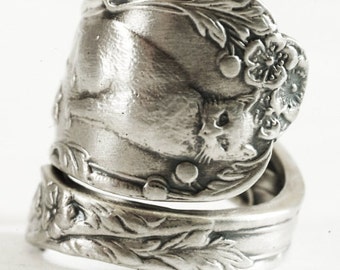 Cat Ring, Kitten Ring, Spoon Ring Sterling Silver Spoon Ring, Playing Animal Ring, Cute Animal, Cat Lover Gift, Adjustable Ring Size (V303)