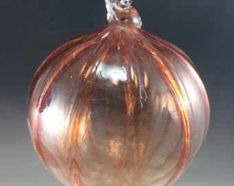SALE Apricot Pink Orange Hand Blown Glass Ornament