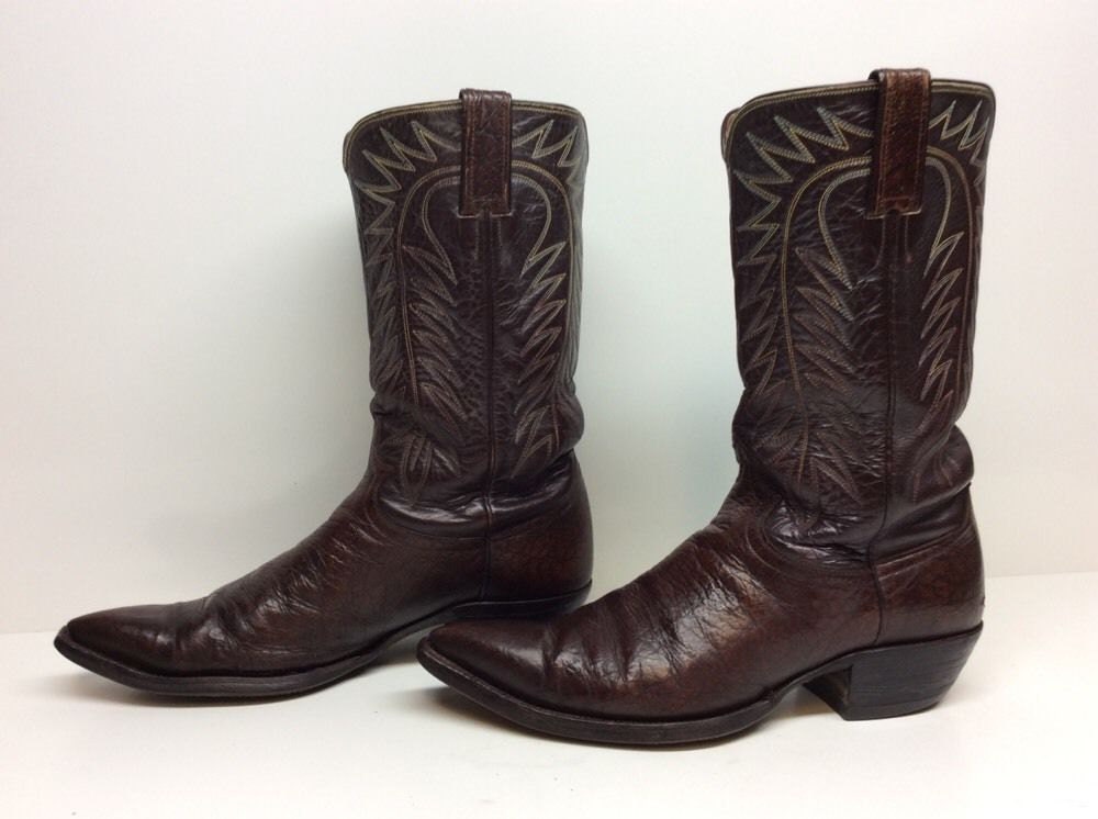 Cowboy Boots Vintage Antelope Leather Western Flame Stitched