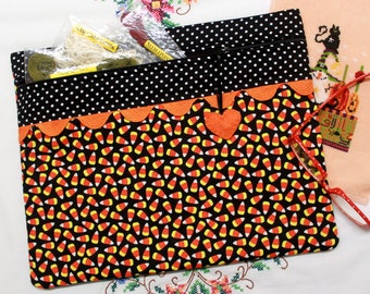 Glow in the Dark Candy Corn Cross Stitch Embroidery Project Bag
