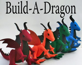 Build-A-Dragon ~ Personalized Plush Dragon, Custom Handmade-to-Order Eco Felt Stuffed Dragon, Fantasy Toy, Boys Gift