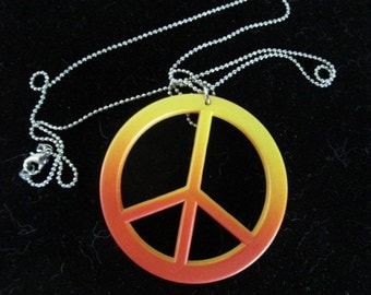 Peace Sign Necklace Ombre Colored Vintage Jewelry