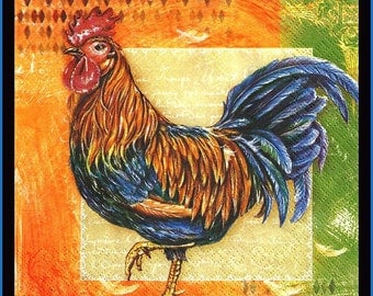 Rooster Decoupage Paper Napkins, Use For Decoupage, Scrapbooking
