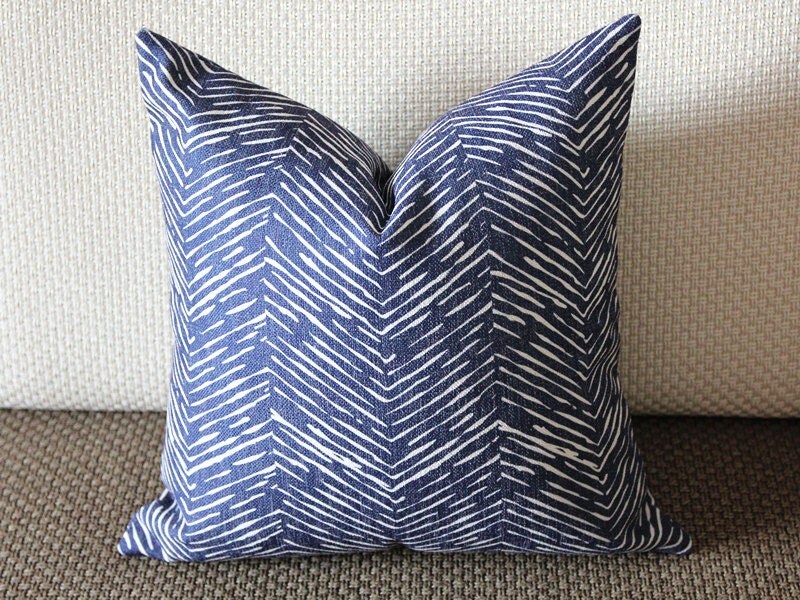 Waves Modern Navy Blue Pillow Cover 16x16 18x18 20x20
