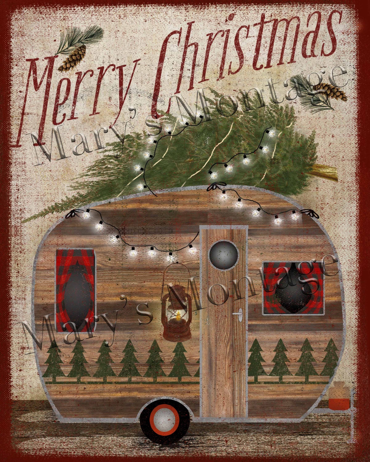 Rustic Camper Christmas sign 8x10 Printable download