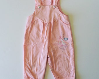 Vintage Pink Sailboat Overalls (12 months)