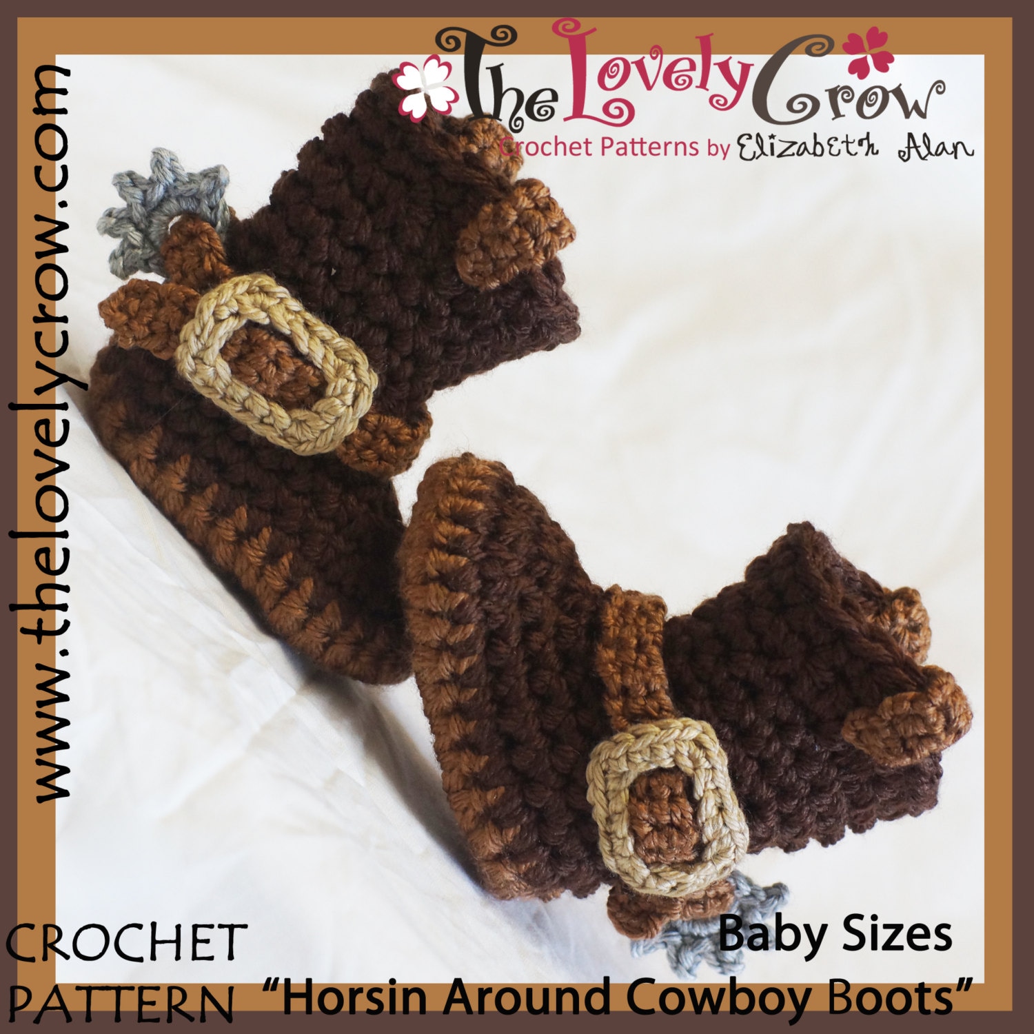Crochet Pattern Cowboy Boots BABY SIZES