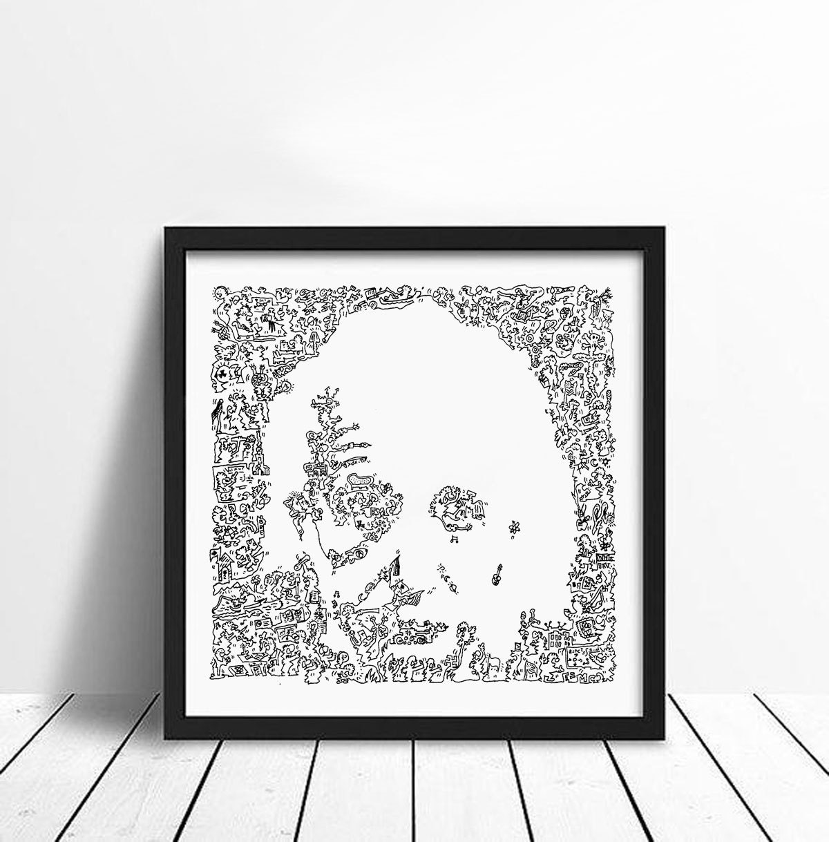 Albert Einstein Doodle portrait funny comic art drawing