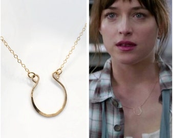 Anastasia Steele Horseshoe Necklace, Fifty Shades of Grey, Sterling Silver, Gold Filled, Bridesmaid Gift, Handmade Jewelry