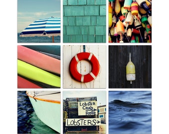 maine photography // nautical decor // beach art set // - Maine Summer, set of nine nautical art prints