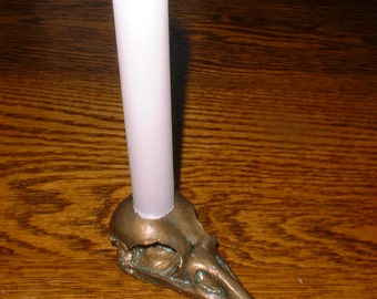 Raven's Skull Candleholder in Faux BRONZE made from Real Cast Raven Skull