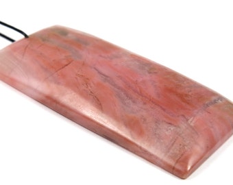Sweet ~ Large Rhodonite Rectangle Pendant - 59mm x 28mm x 7mm - B5414