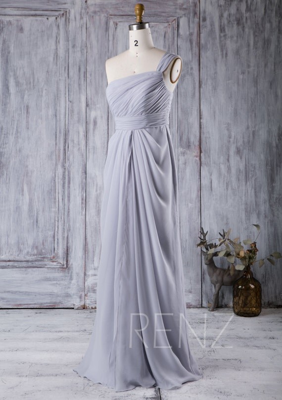 2017 Light Gray Bridesmaid Dress One Shoulder Wedding Dress