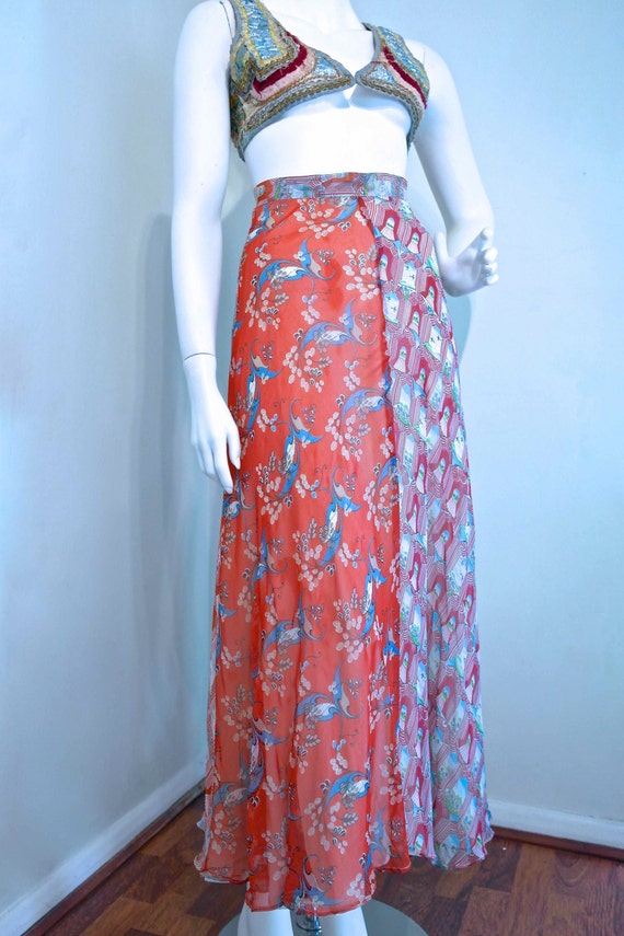 Vintage 1970s Gypsy Bohemian Rich Hippie Maxi Skirt by