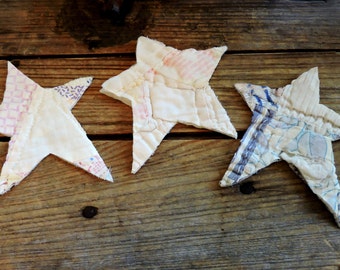 Vintage Star Appliques, Patchwork Cutter Quilt Christmas Elongated Star, Primitive Embellishments Fabric Cutout Patches itsyourcountry