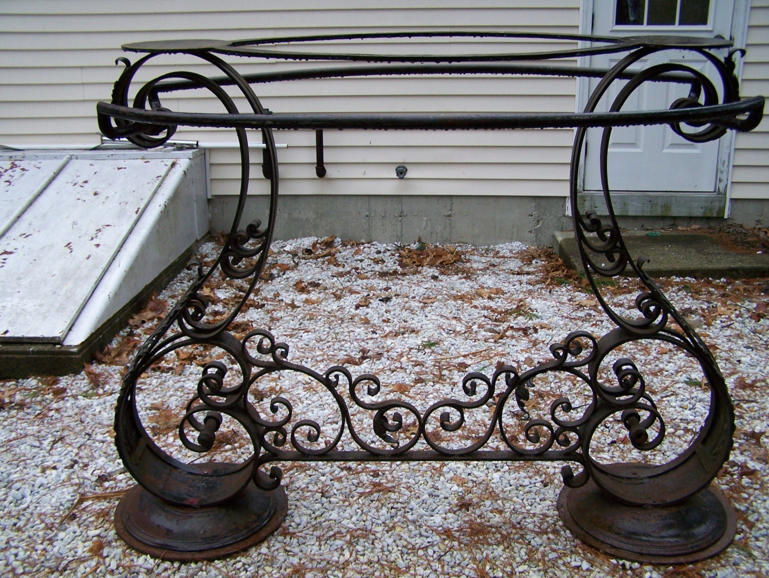 vintage mid modern wrought iron bar heavy iron bar