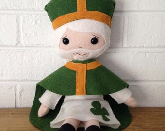 Catholic Doll - Saint Patrick - Wool Felt Blend - Catholic Toy - Felt Doll