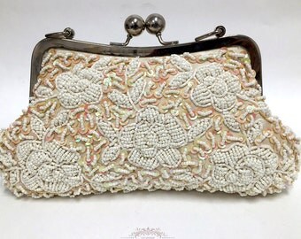 Bridal clutch, pearl clutch, Victorian evening bag, bridal bag, briesmaid clutch, Champagne clutch, wedding clutch, formal bag, wedding bag