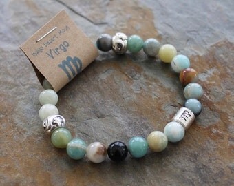 Amazonite Bracelet, Virgo Bracelet, Zodiac Bracelet, Astrology Bracelet, Zodiac Jewelry, Blue Stone Bracelet, Boho Bracelet