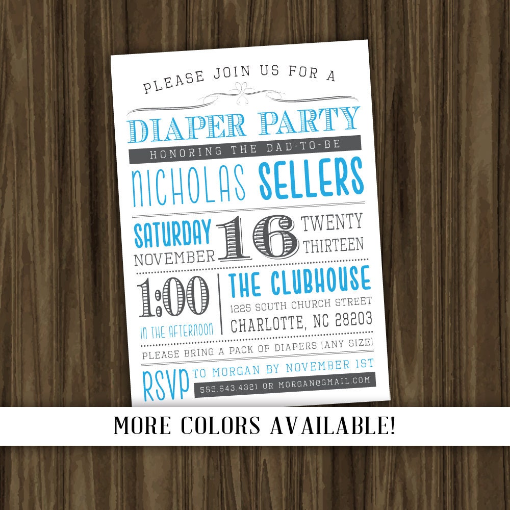 Diaper Party Invitation Print Your Own Digital File with