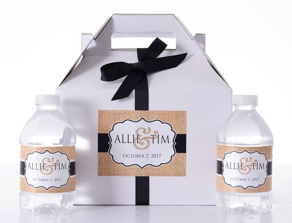 Vintage Wedding Favors - 25 Wedding Favor Box / Welcome Box Labels Gable Wedding Box Set with 50 Water Bottle Labels Il_570xn