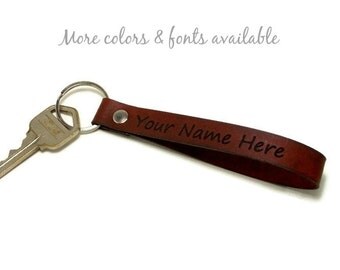 Personalized Key Fob, Leather Key Fob, Leather Key Chain, Gifts Under 15, Mother's Day Gift, Father's Day Gift
