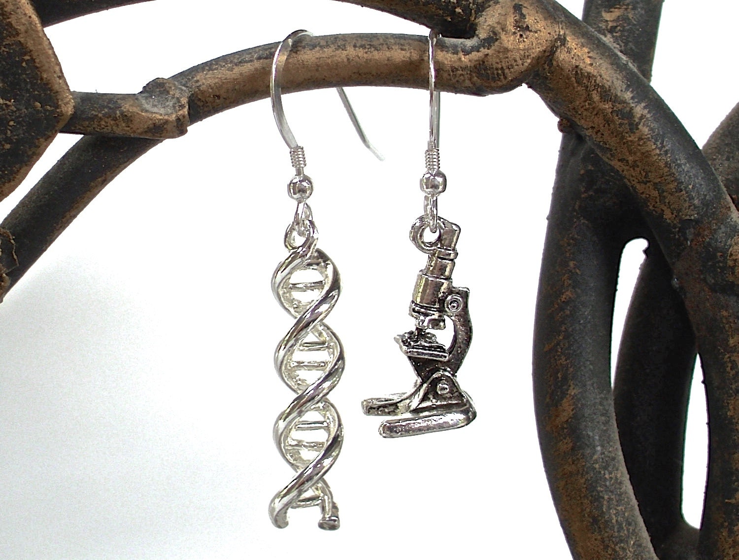Science Earrings DNA and Microscope Earrings