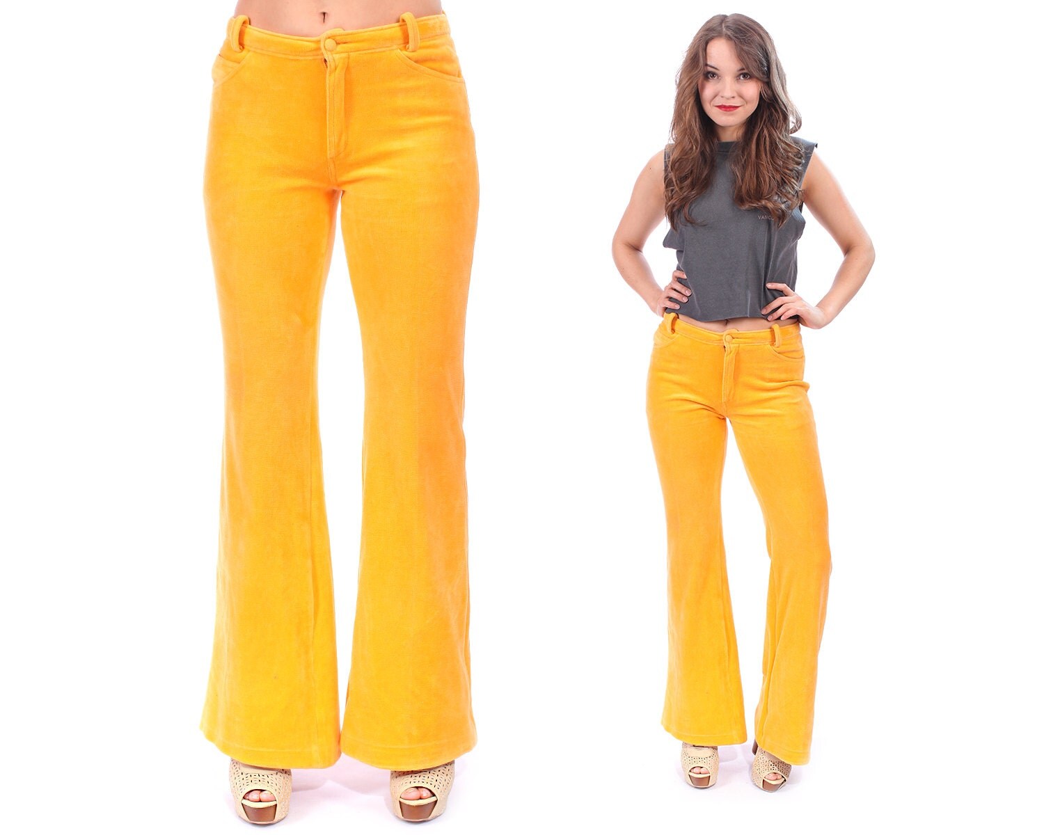 yellow velvet pants