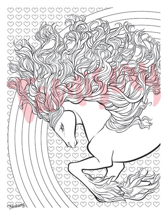 Rampant Rainbow  8 5x11 printable coloring  page  Adult  coloring 