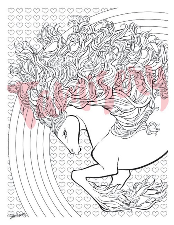 Rampant Rainbow 85x11 printable coloring page Adult coloring