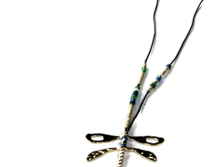 Dragonfly jewelry,Dragonfly necklace,long dragonfly necklace,leather necklace,Adjustable necklace,layering necklace,necklace,uno de 50 style