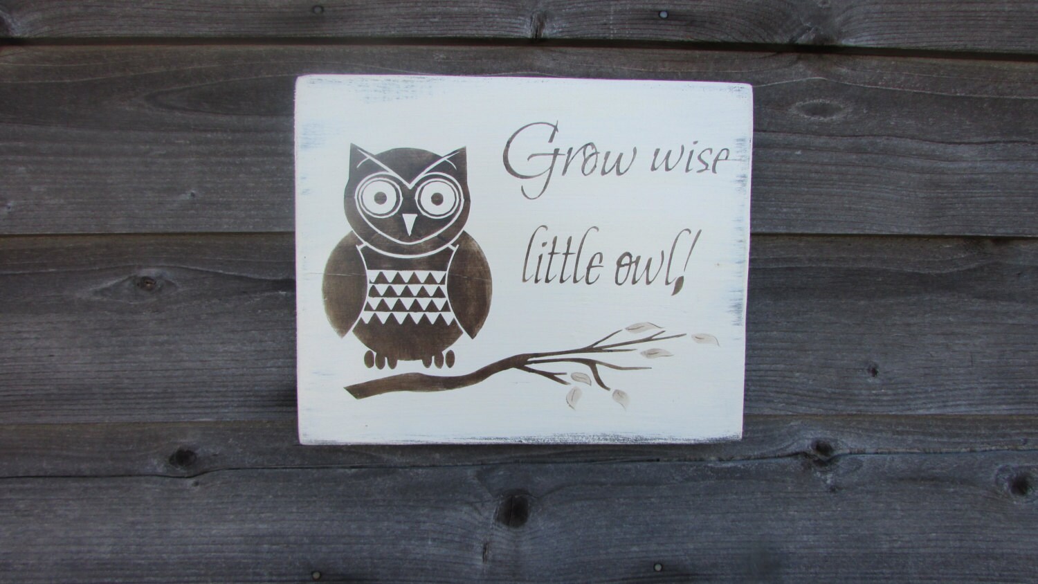wood sign child's room decor owl sign grow wise little
